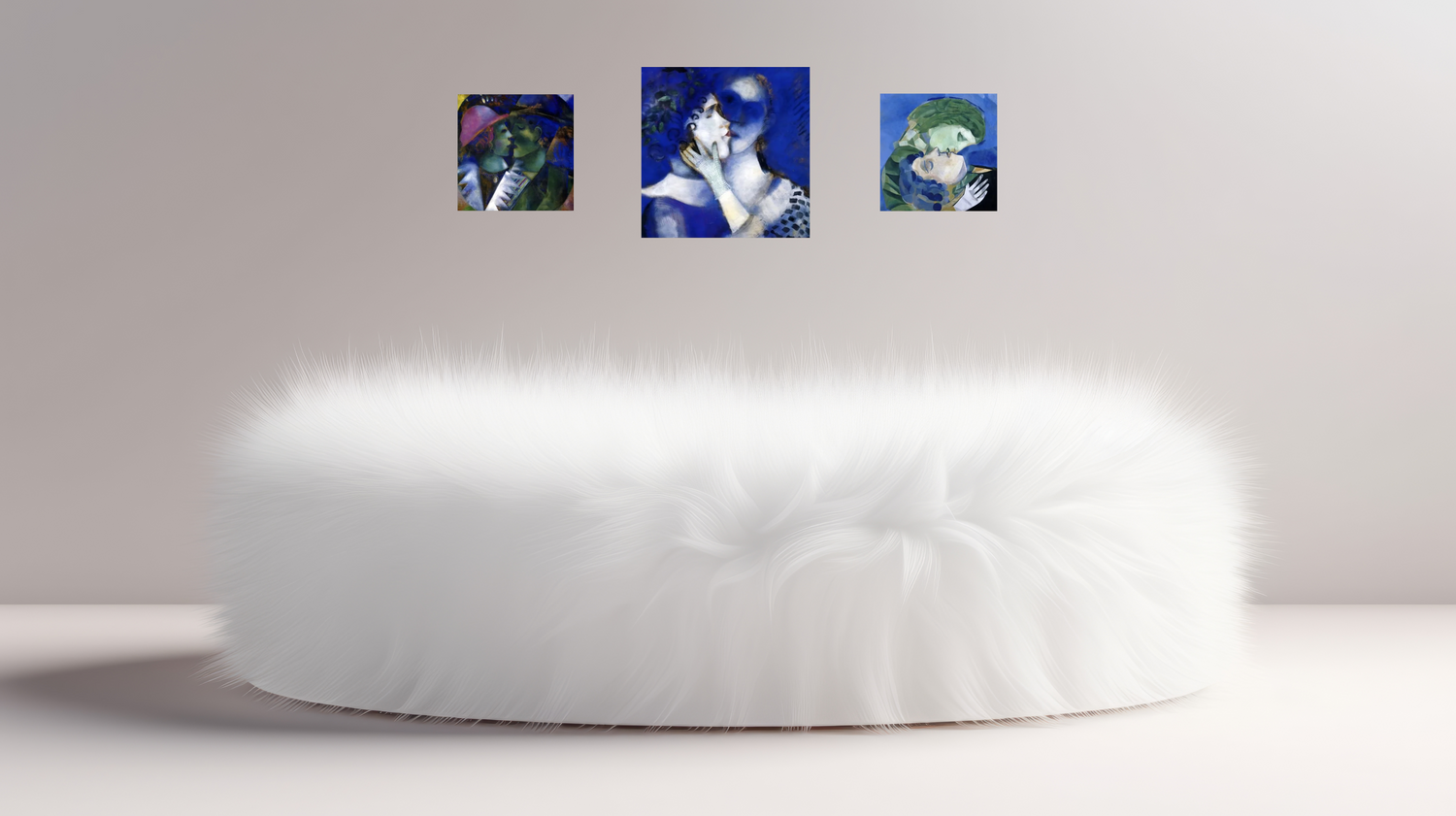 Z Collection - Chagall Verdant Blues Kissing Wall in Aluminum